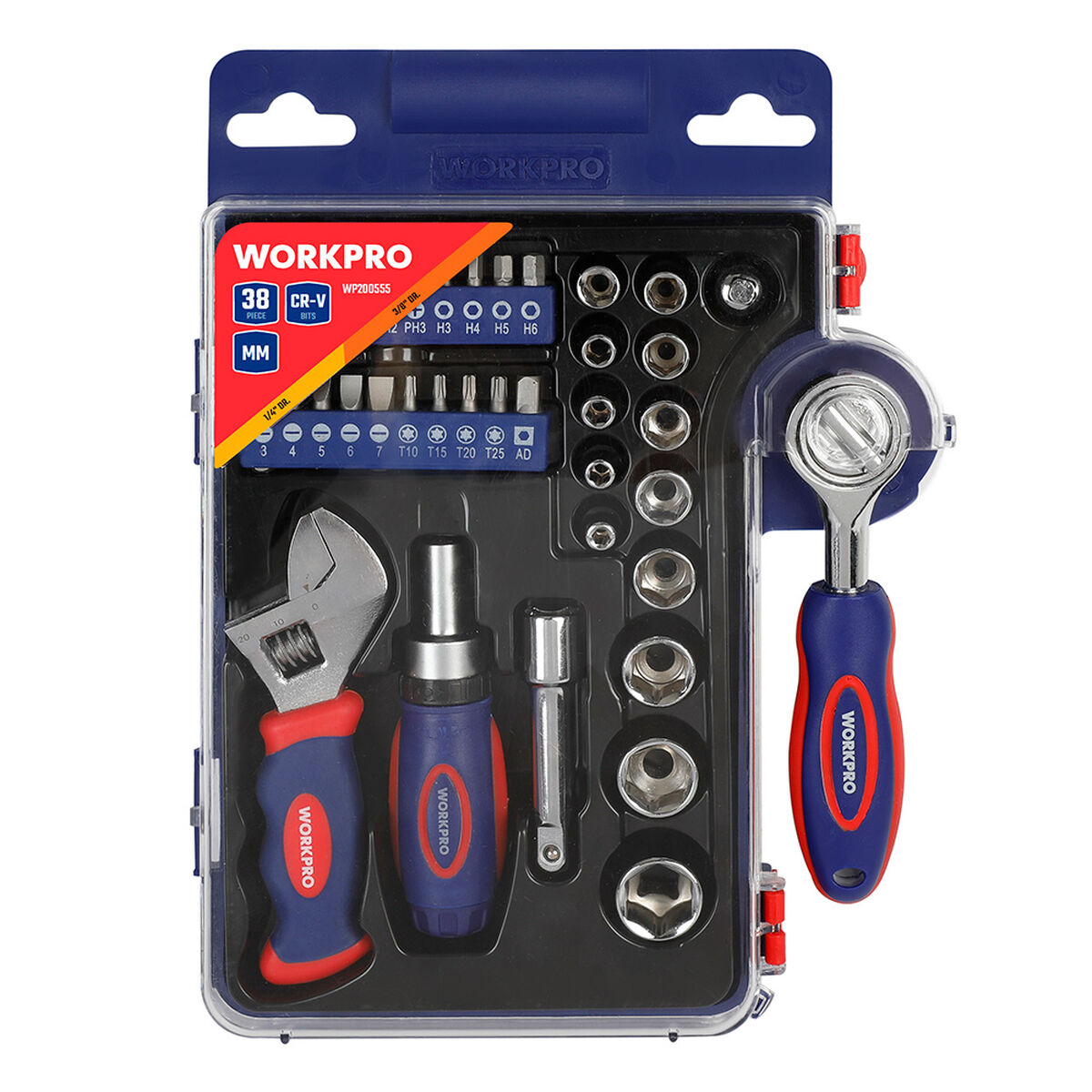 Juego de llaves de vaso Workpro 3/8" 38 Piezas