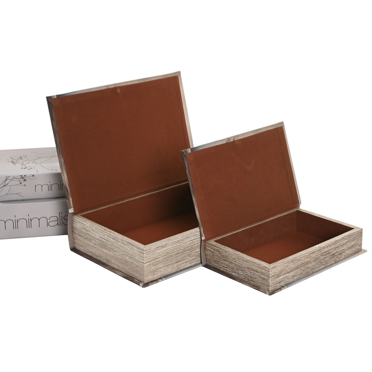 Caja Decorativa Home ESPRIT Gris Madera MDF (2 Unidades)