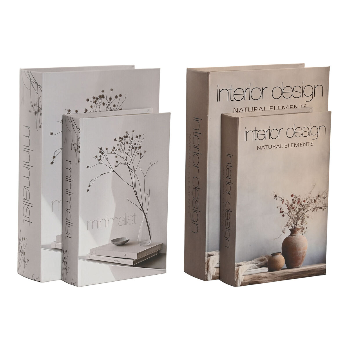 Caja Decorativa Home ESPRIT Gris Madera MDF (2 Unidades)