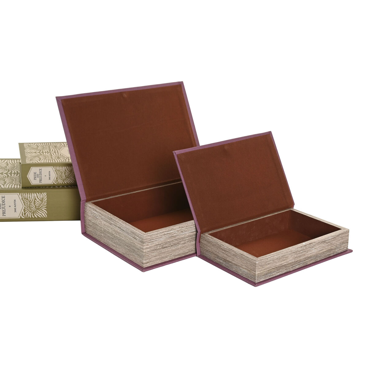 Caja Decorativa Home ESPRIT Verde Lila Madera MDF Floral Tropical (2 Unidades)