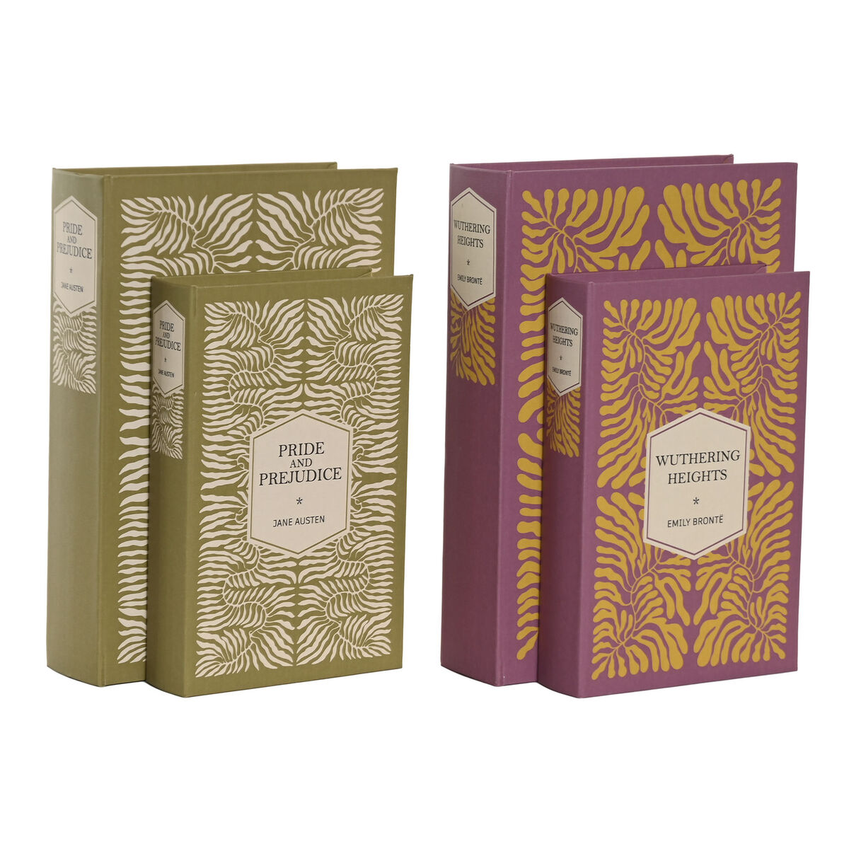 Caja Decorativa Home ESPRIT Verde Lila Madera MDF Floral Tropical (2 Unidades)