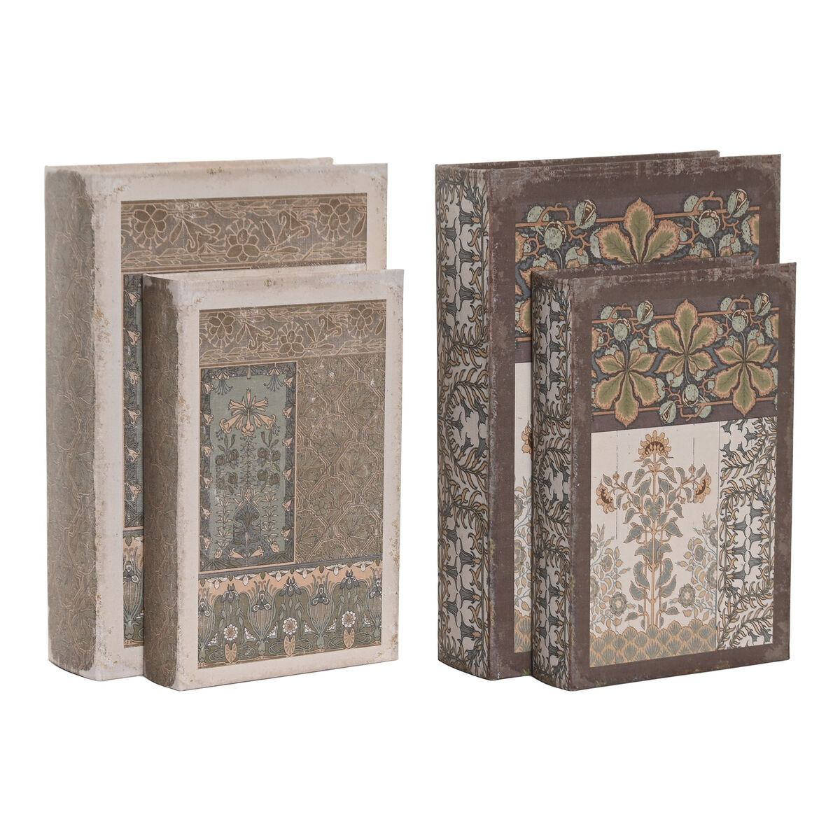 Caja Decorativa Home ESPRIT Beige Granate Madera MDF (2 Unidades)