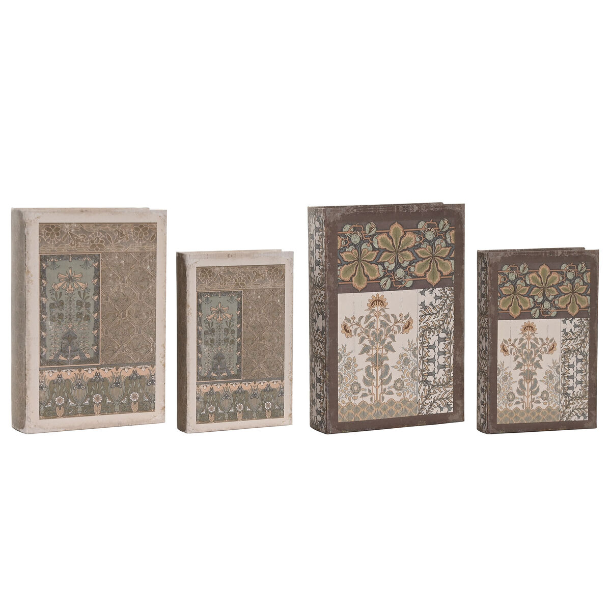 Caja Decorativa Home ESPRIT Beige Granate Madera MDF (2 Unidades)