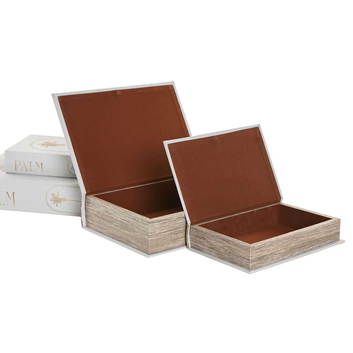 Caja Decorativa Home ESPRIT Blanco Dorado Madera MDF (2 Unidades)