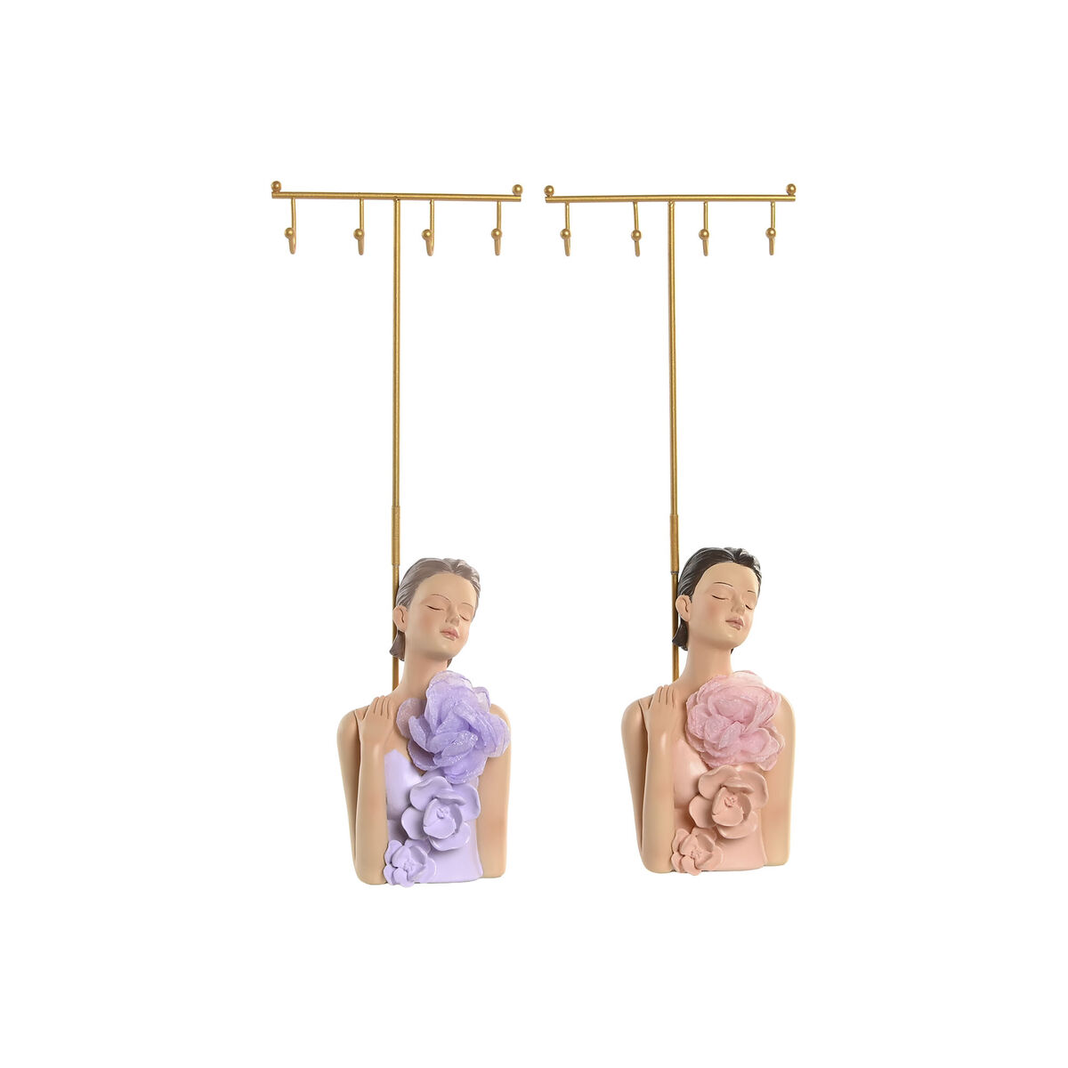 Joyero de Pie Home ESPRIT Coral Lila Metal Resina 12,5 X 8 X 34,5 CM (2 Unidades)