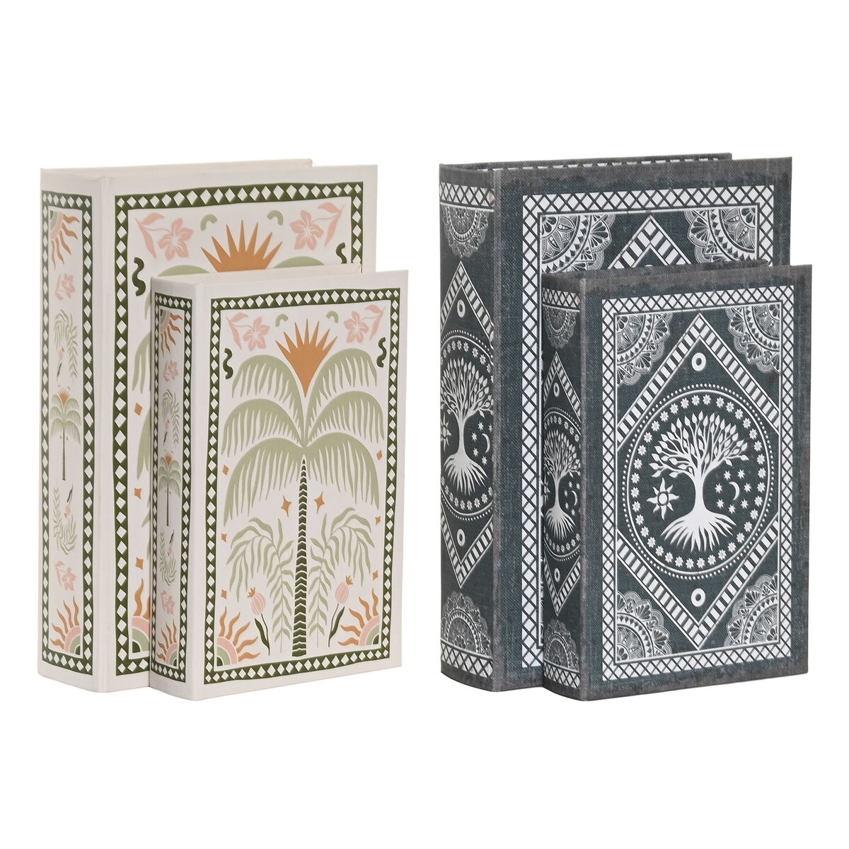 Caja Decorativa Home ESPRIT Azul Verde Madera MDF (2 Unidades)