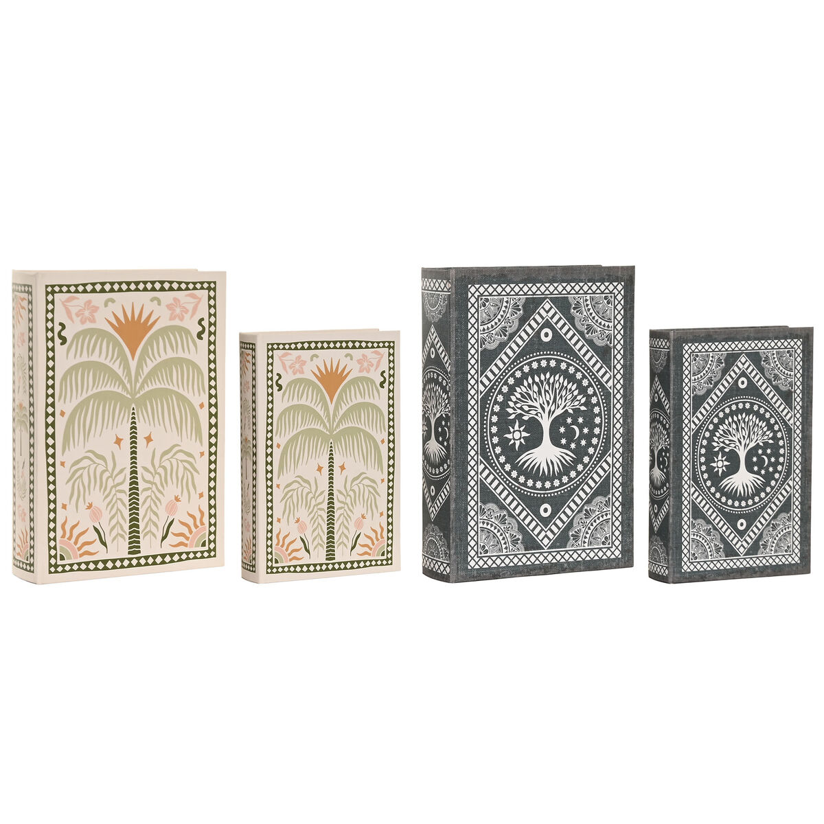 Caja Decorativa Home ESPRIT Azul Verde Madera MDF (2 Unidades)