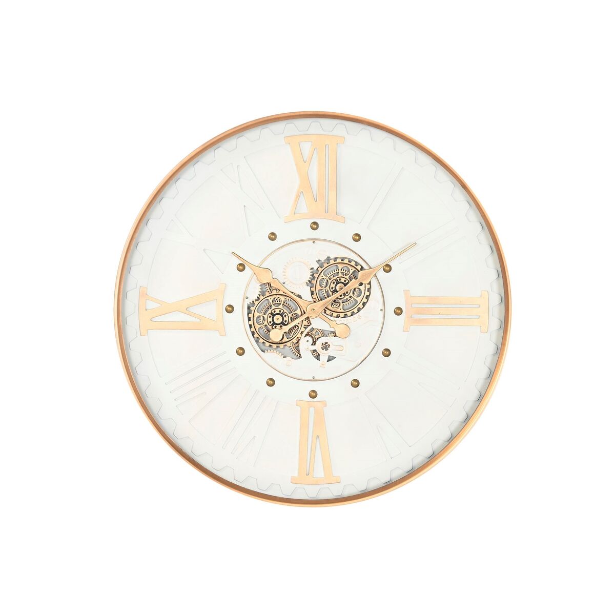Reloj de Pared Home ESPRIT Blanco Dorado Metal Cristal Urbano 80 x 8 x 80 cm