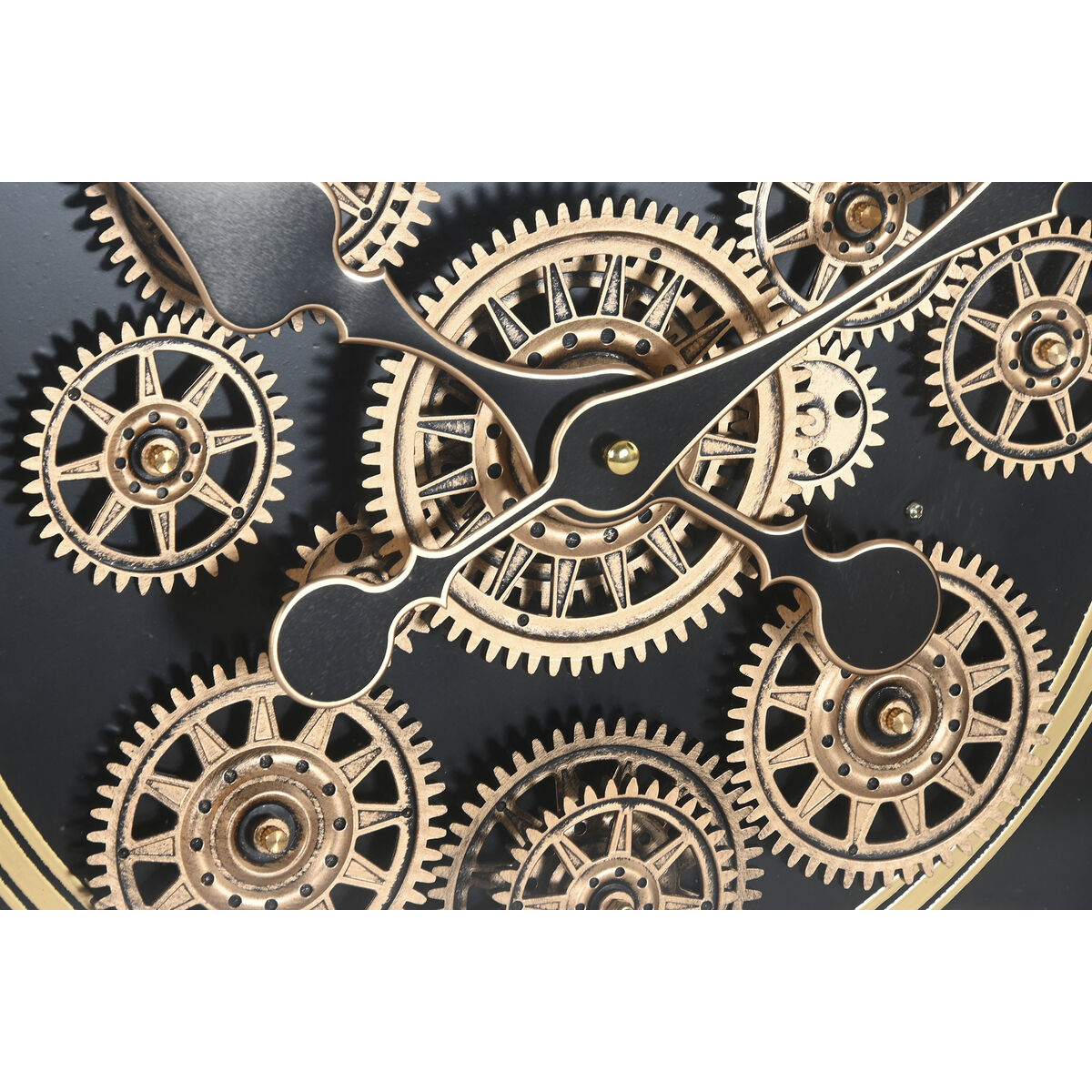 Reloj de Pared Home ESPRIT Negro Natural Cristal Madera de pino Loft 63,5 X 8 X 63,5 CM