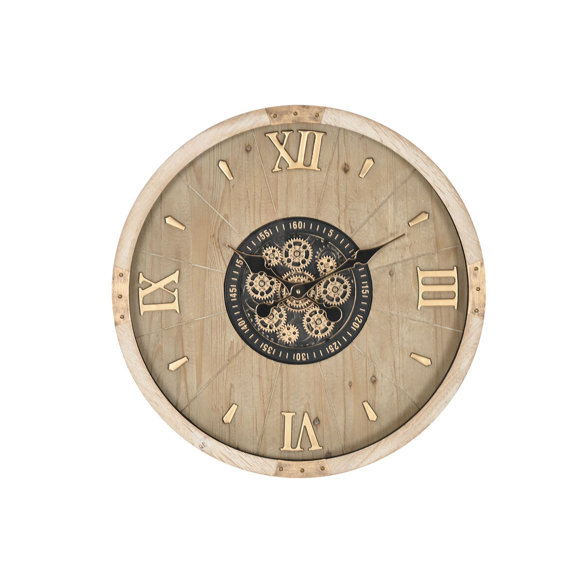 Reloj de Pared Home ESPRIT Dorado Natural Cristal Cottage 63,5 X 8 X 63,5 CM