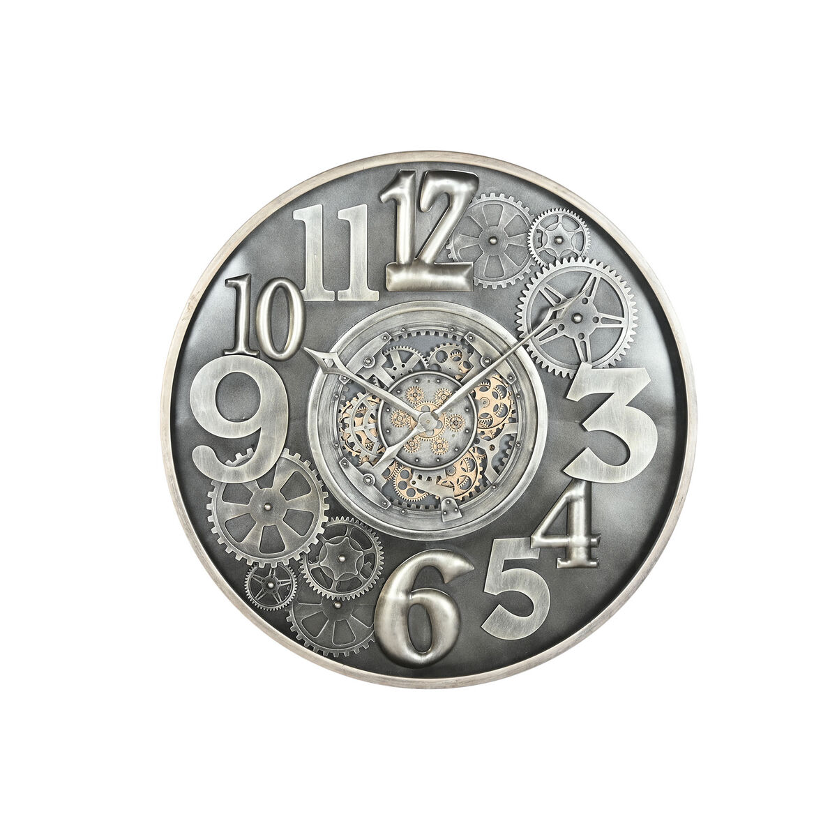 Reloj de Pared Home ESPRIT Plateado Cristal Hierro Vintage 100 X 10 X 100 CM