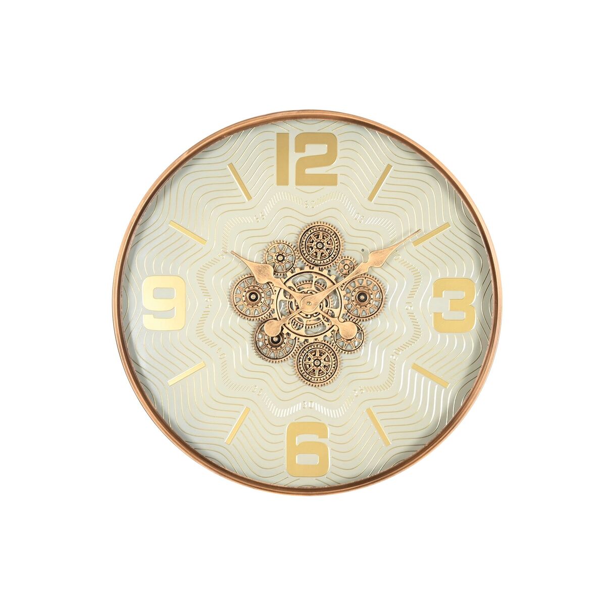 Reloj de Pared Home ESPRIT Blanco Dorado Metal Cristal Scandi 60 x 8 x 60 cm
