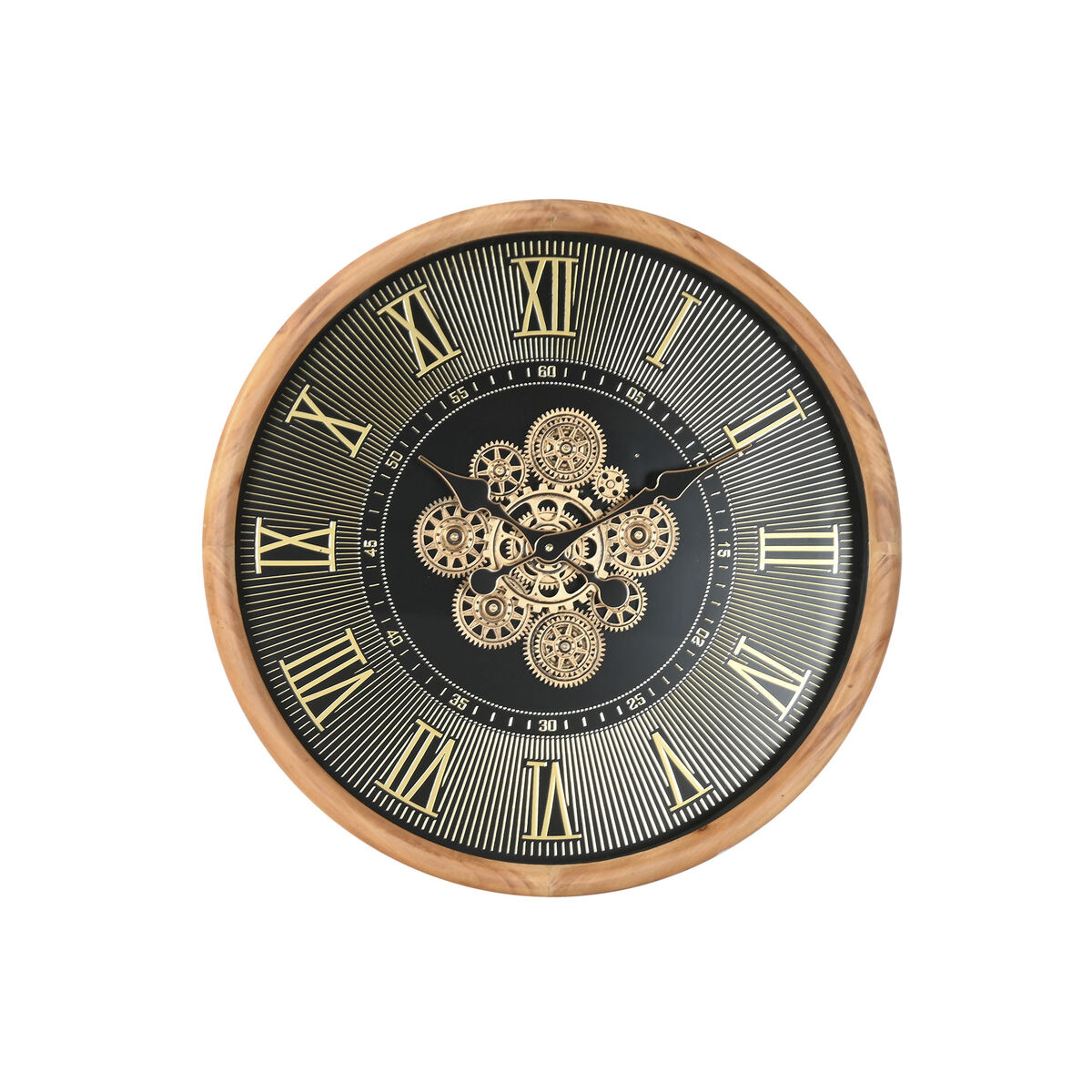 Reloj de Pared Home ESPRIT Negro Natural Cristal Madera de pino Loft 63,5 X 8,5 X 63,5 CM