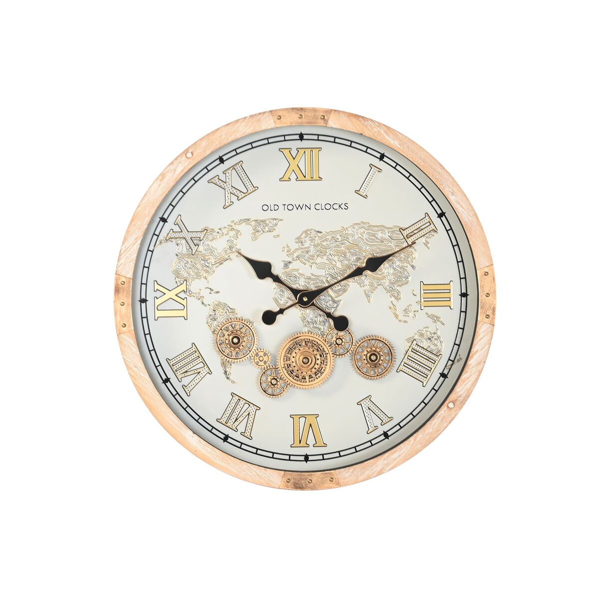 Reloj de Pared Home ESPRIT Blanco Natural Cristal Vintage 63,5 X 8 X 63,5 CM