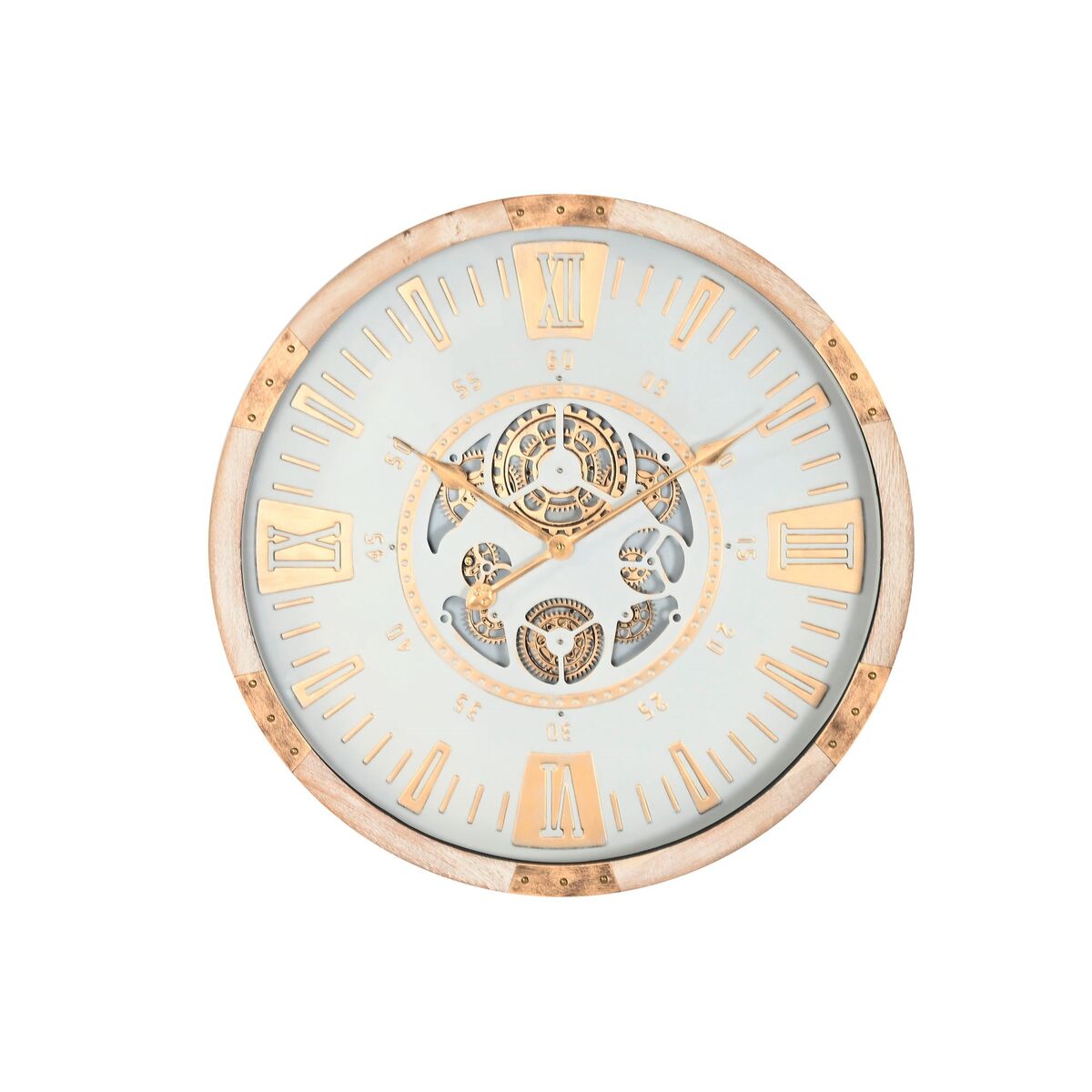 Reloj de Pared Home ESPRIT Blanco Natural Cristal Urbano 63 X 8 X 63 CM