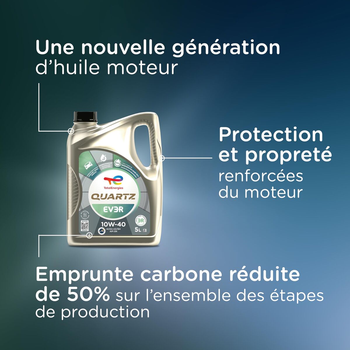 Aceite de Motor para Coche Totalenergies Quartz EV3R 10W40 5 L