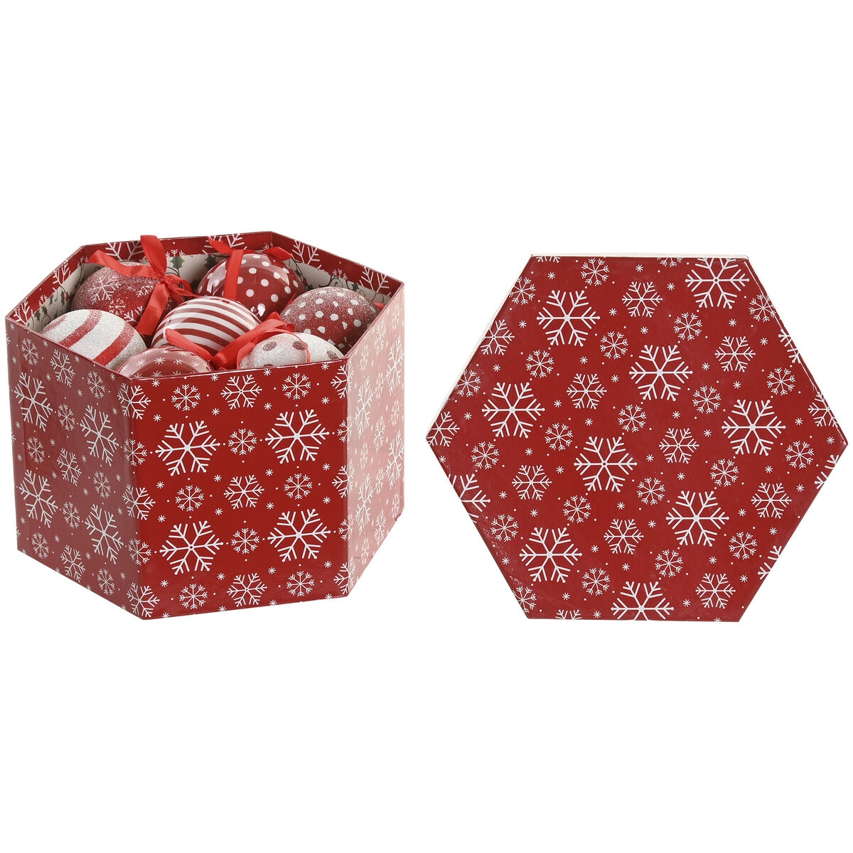 Bola de Navidad Home ESPRIT Blanco Rojo PVC (14 Piezas)