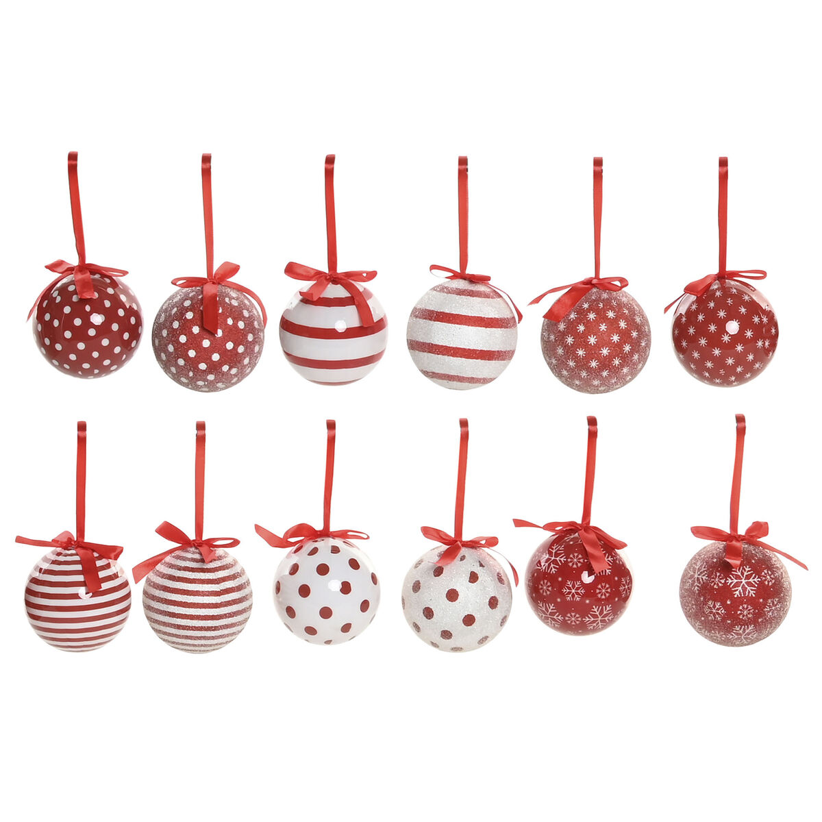 Bola de Navidad Home ESPRIT Blanco Rojo PVC (14 Piezas)