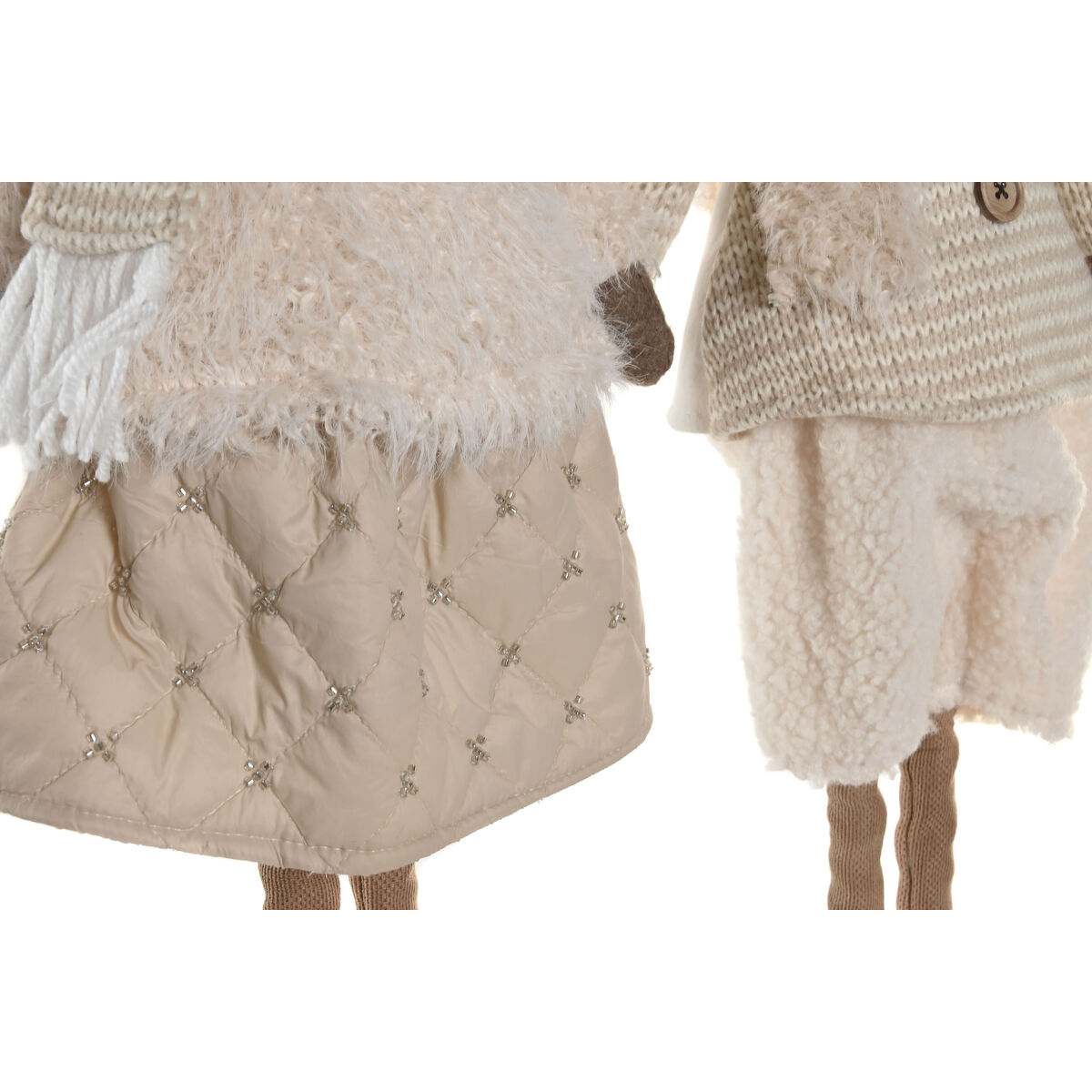 Adorno Navideño Home ESPRIT Blanco Beige 25 x 18 x 44 cm (2 Unidades)