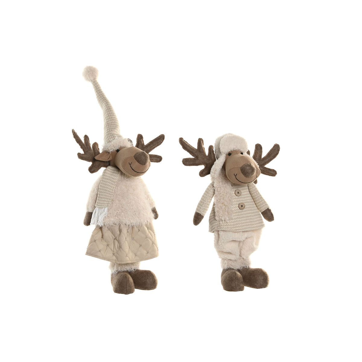 Adorno Navideño Home ESPRIT Blanco Beige 25 x 18 x 44 cm (2 Unidades)