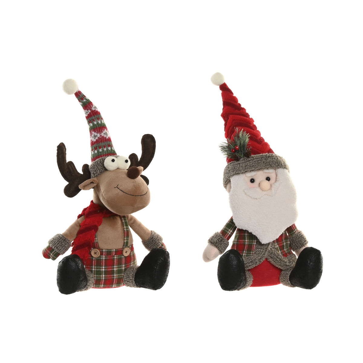 Adorno Navideño Home ESPRIT Rojo Verde 23 X 16 X 51 CM (2 Unidades)