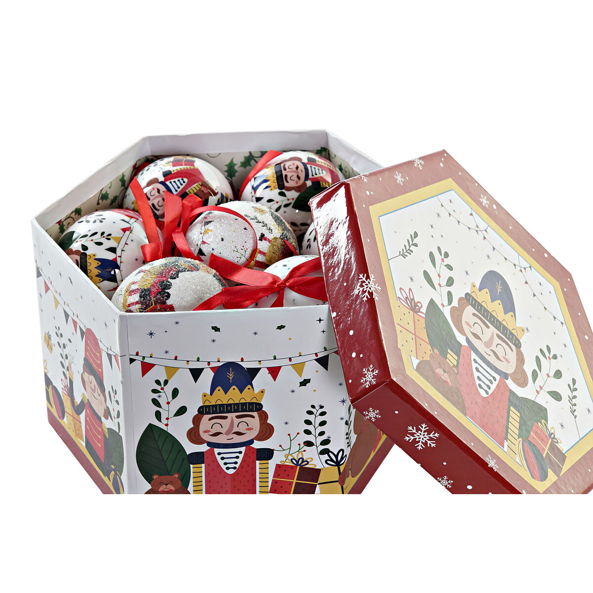 Bolas de Navidad Home ESPRIT Blanco Rojo PVC Oso Cascanueces (14 Piezas)