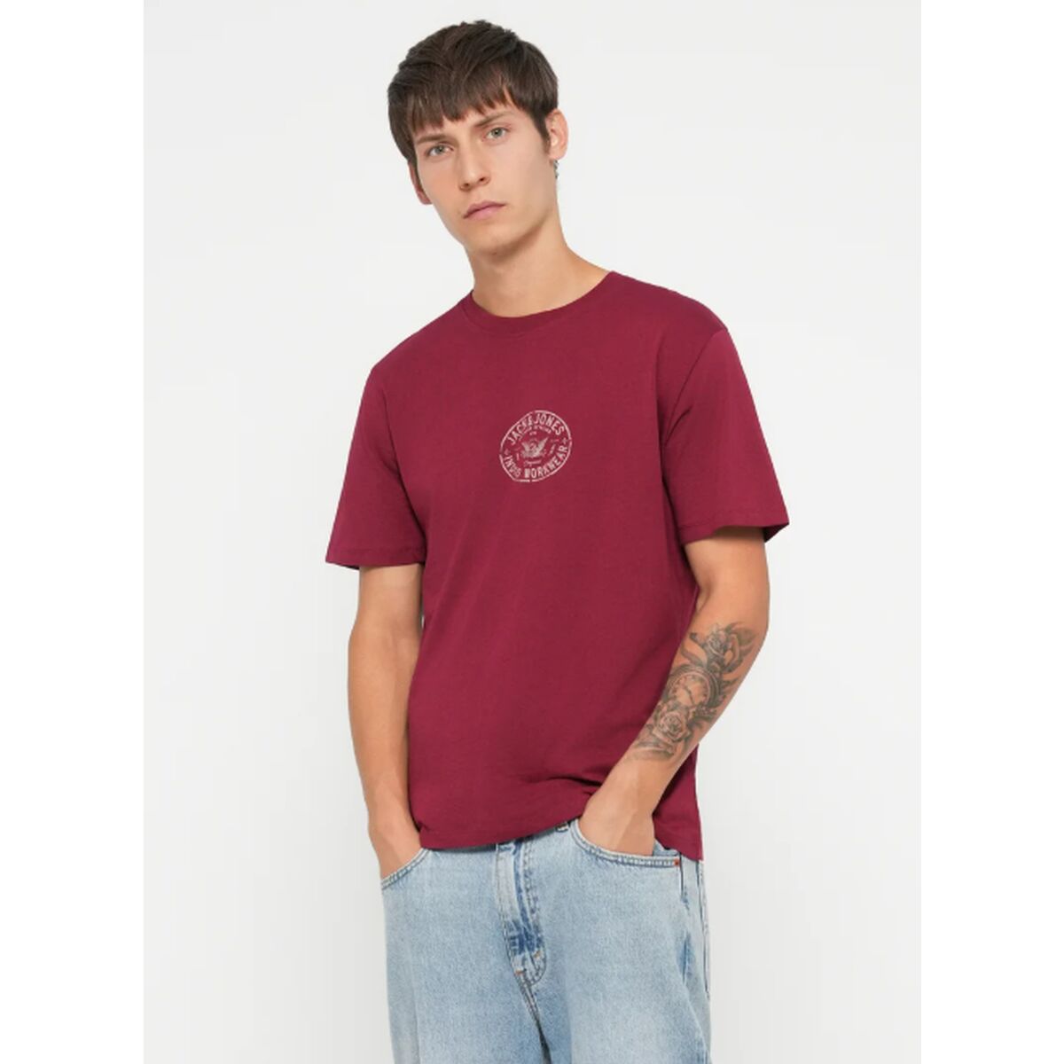 Camiseta de Manga Corta Hombre Jack & Jones JORRETRO TEE SS CREW NECK SMU 12288009 Rojo