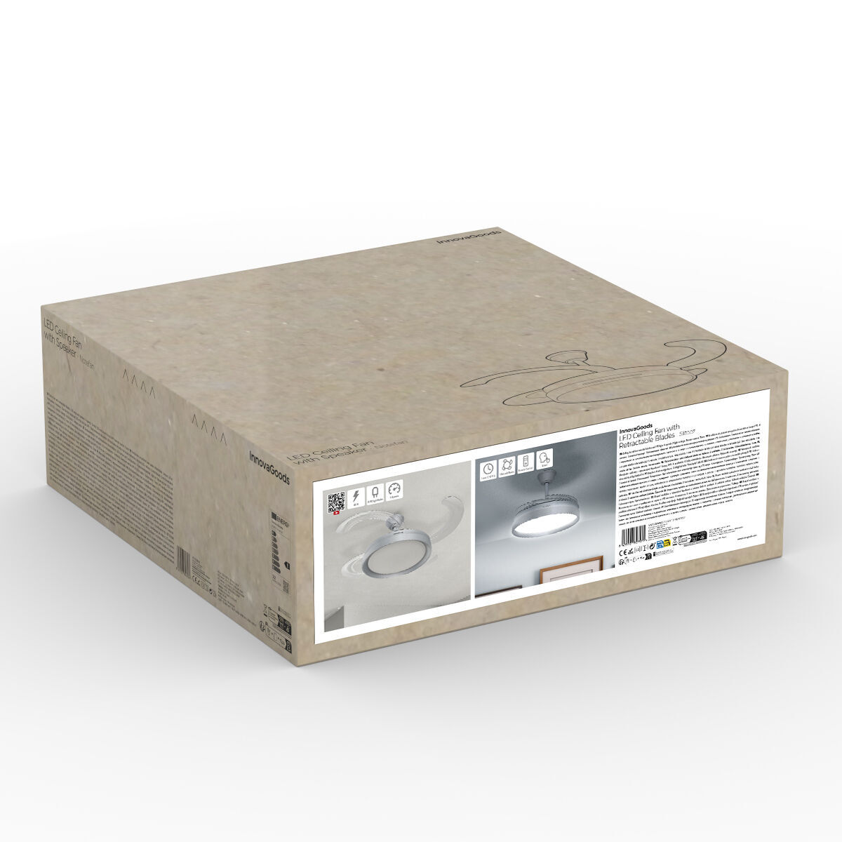 Ventilador de Techo con Luz LED y 4 Aspas Retráctiles InnovaGoods 80 W Plateado Ø49-104 cm (Reacondicionado D)