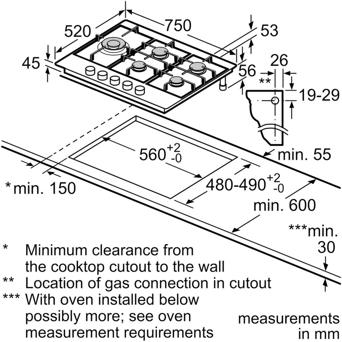 Placa de Gas BOSCH PCS7A5B90 3000 W (Reacondicionado A)