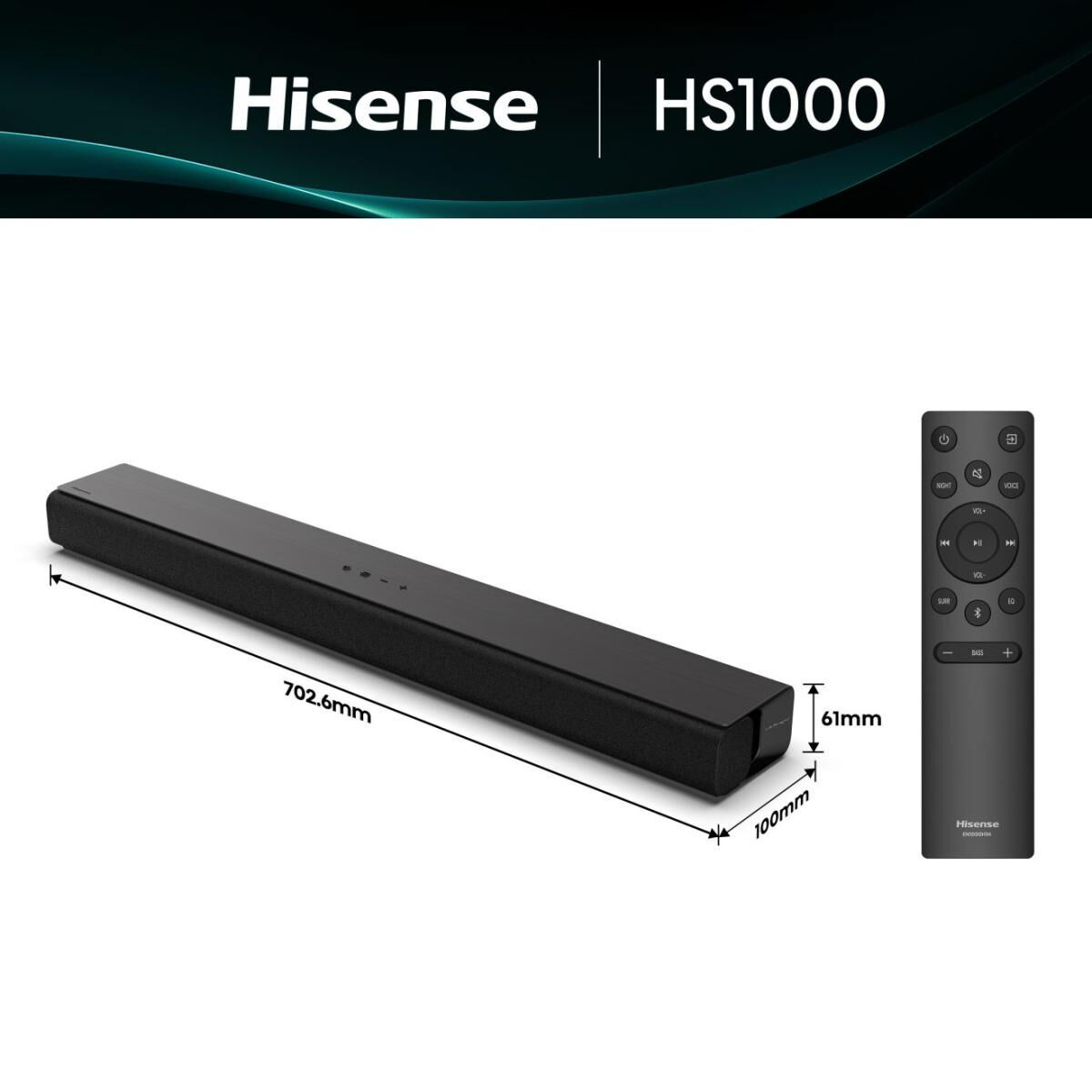 Barra de Sonido Hisense HS1000     120W Negro 120 W
