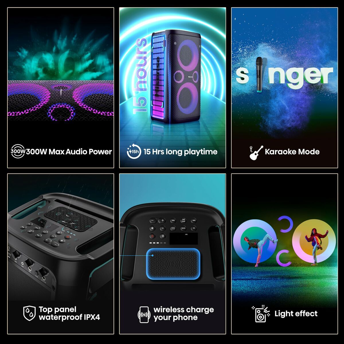 Altavoz Bluetooth Portátil Hisense PARTY STORM Negro 300 W