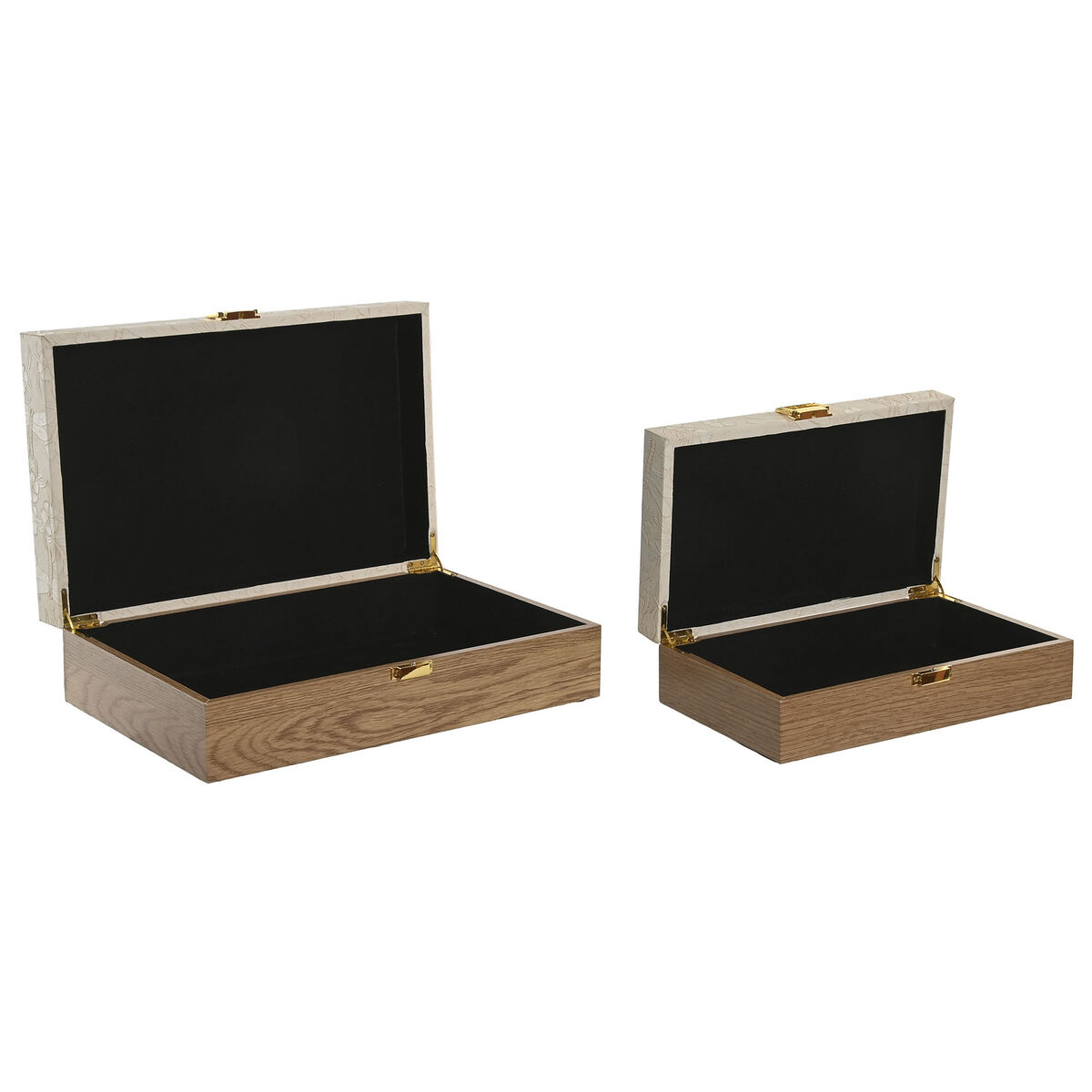 Caja-Joyero Home ESPRIT Blanco Natural Madera (2 Unidades)
