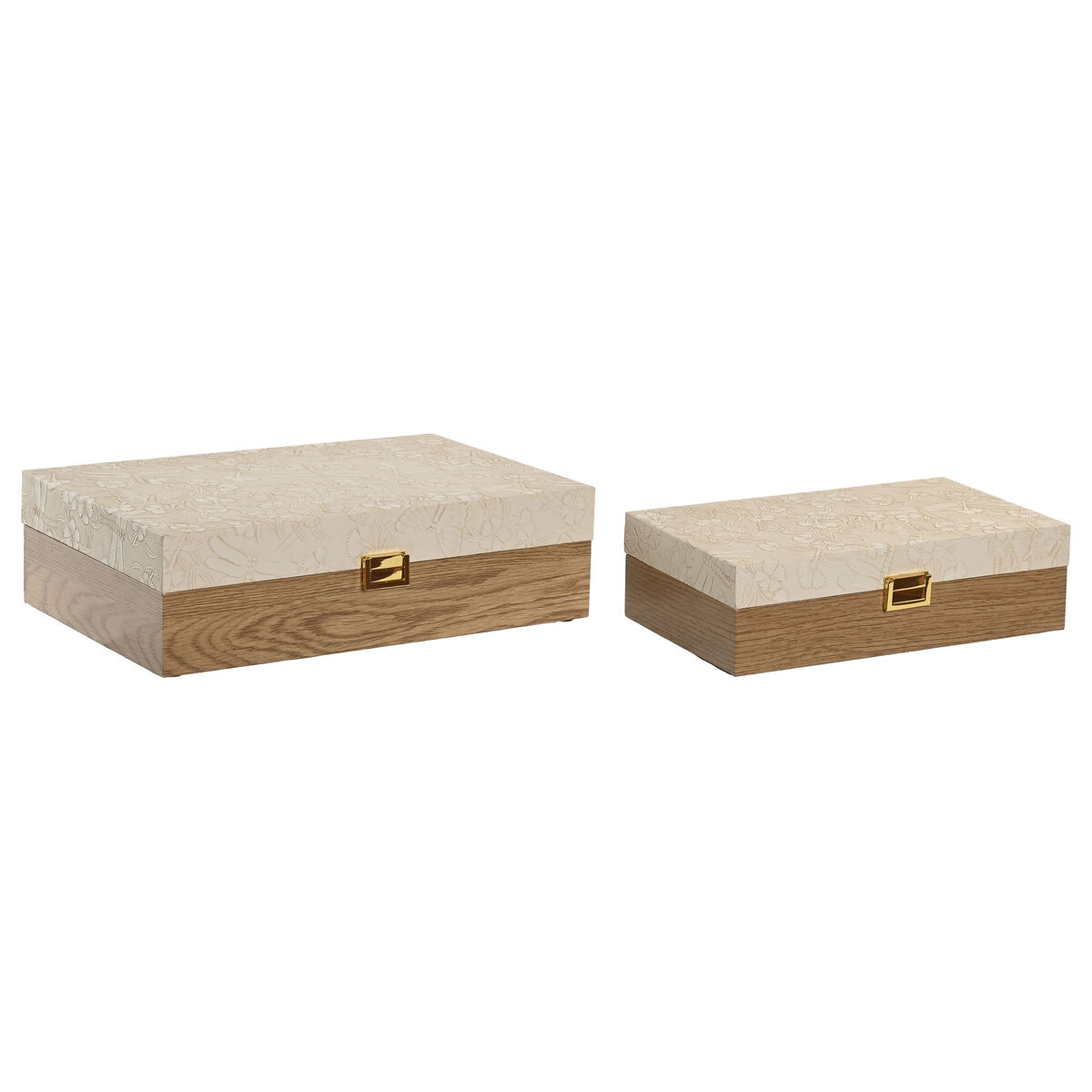 Caja-Joyero Home ESPRIT Blanco Natural Madera (2 Unidades)