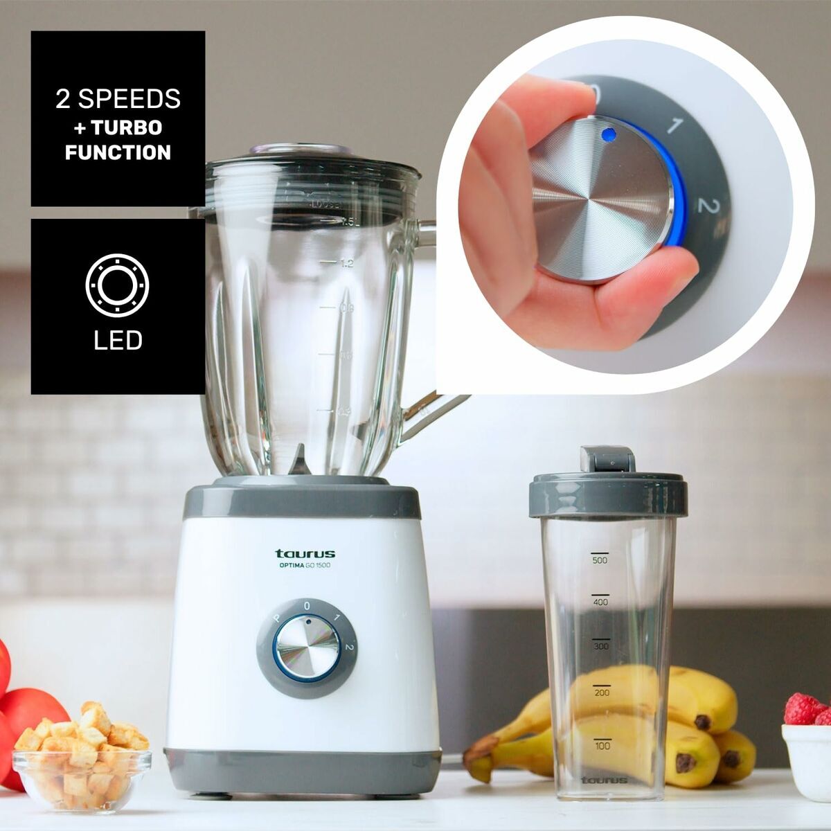 Batidora de Vaso Taurus 912471000 Blanco Negro 1500 W 1,5 L