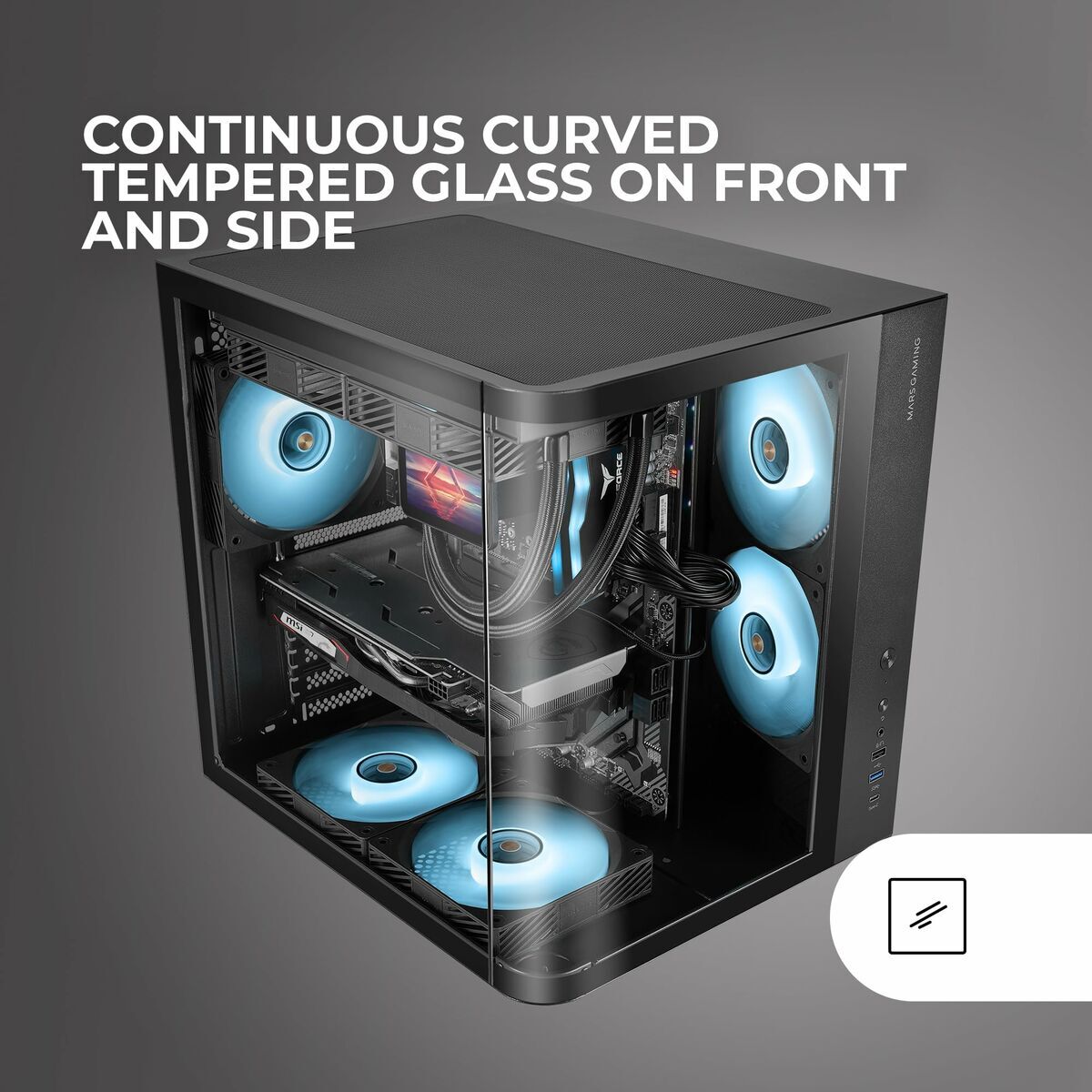 Caja Semitorre ATX Mars Gaming MCCURV Negro