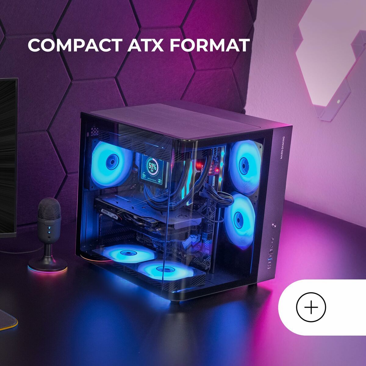 Caja Semitorre ATX Mars Gaming MCCURV Negro