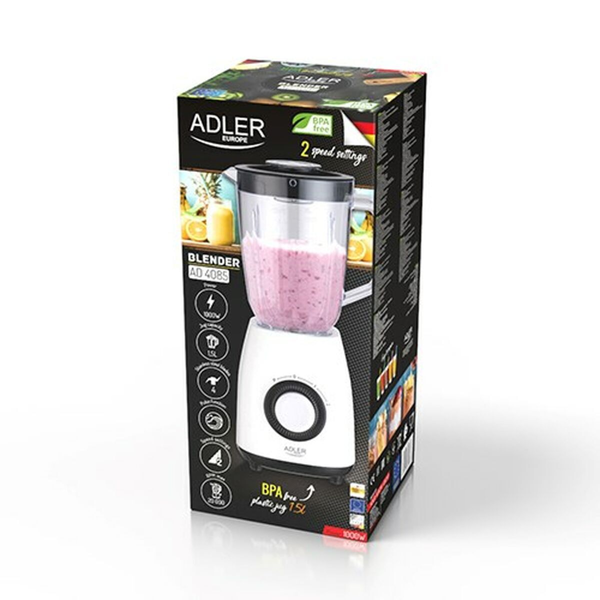 Batidora de Vaso Adler AD 4085 1,5 L Blanco 1000 W