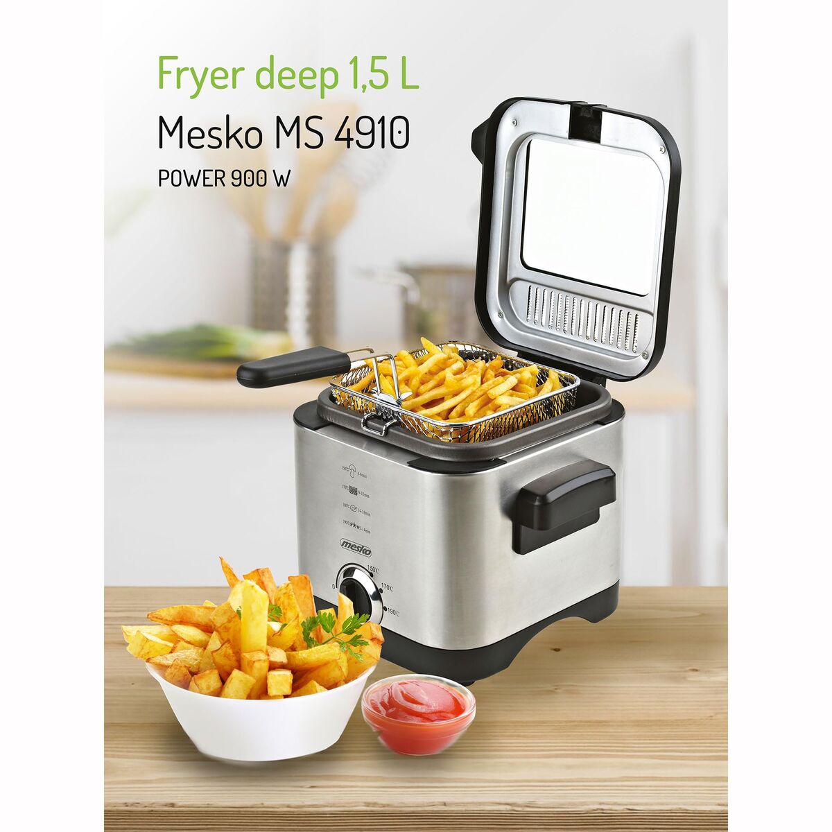 Freidora Mesko MS 4910 Plateado 900 W 1,5 L