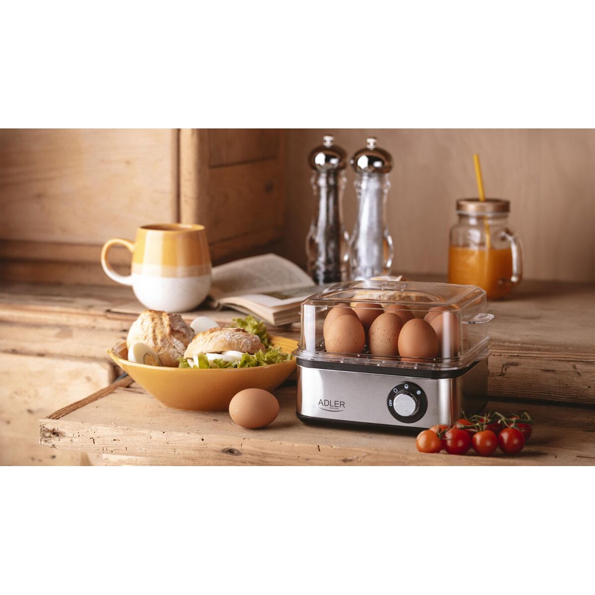 Hervidor de huevos Adler AD 4486 Negro Plateado