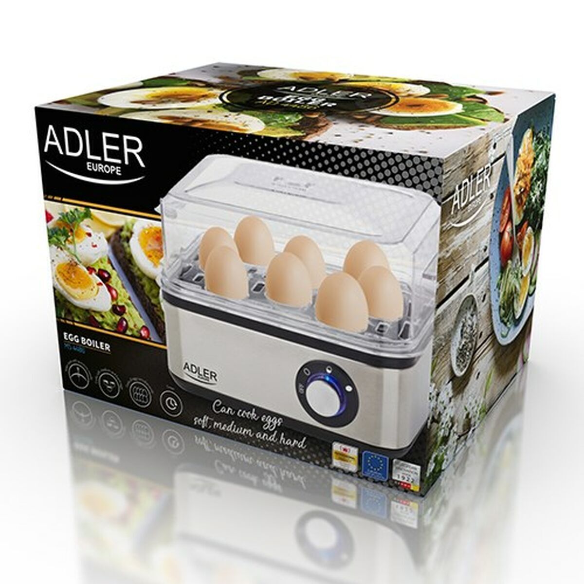 Hervidor de huevos Adler AD 4486 Negro Plateado