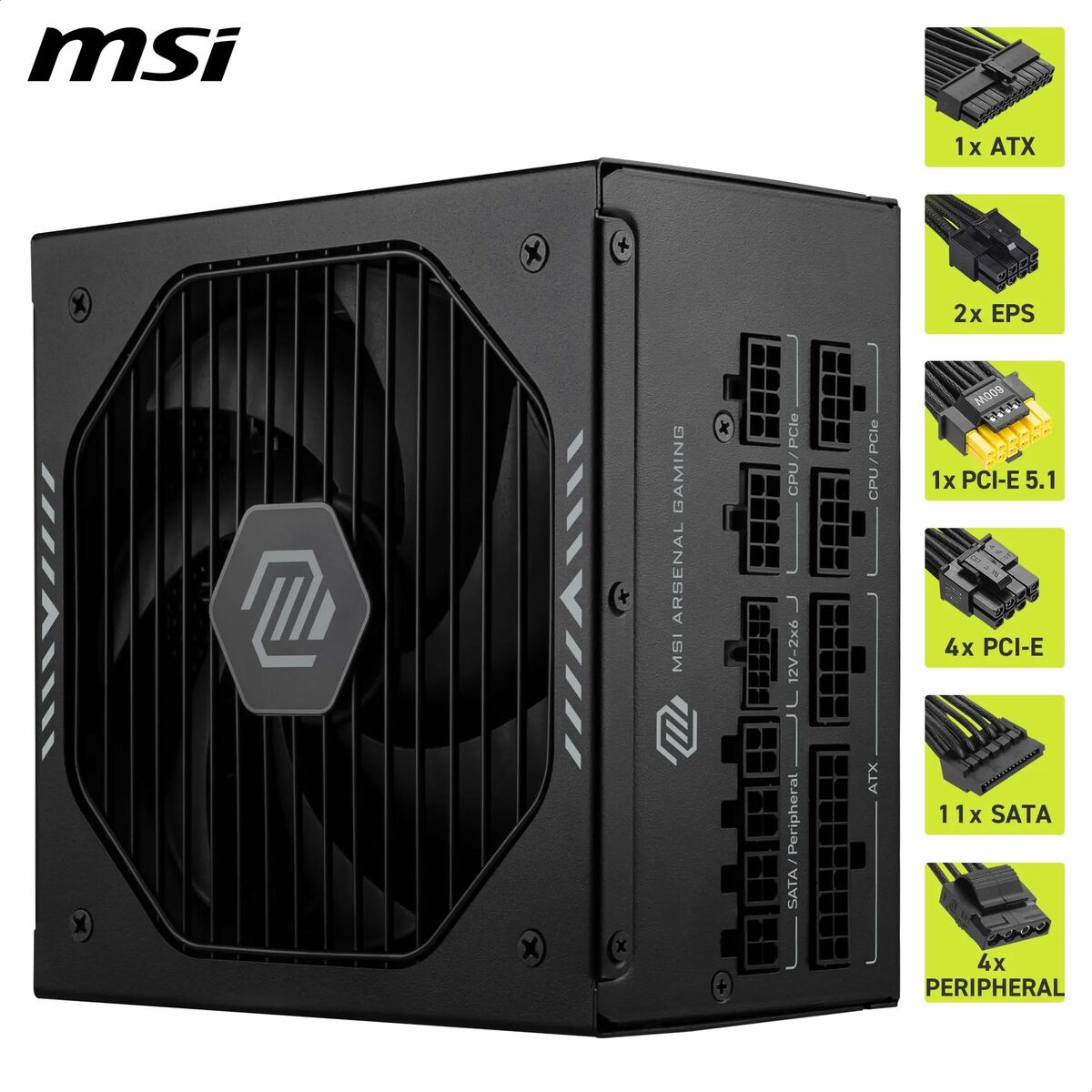 Fuente de Alimentación MSI 306-7ZP1B21-CE0 1000 W 80 Plus Gold ATX