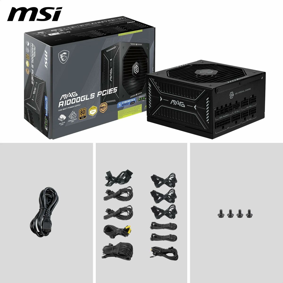 Fuente de Alimentación MSI 306-7ZP1B21-CE0 1000 W 80 Plus Gold ATX