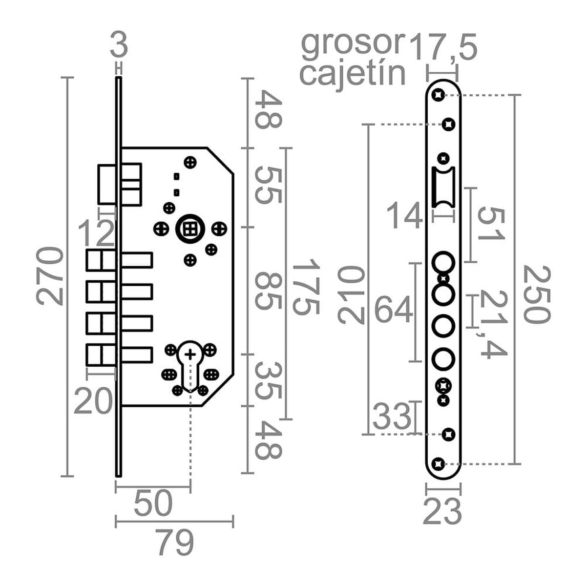 Cerradura Micel 85 mm