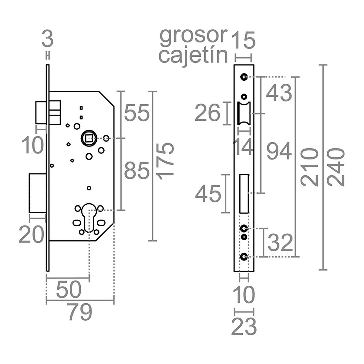 Cerradura Micel 85 mm
