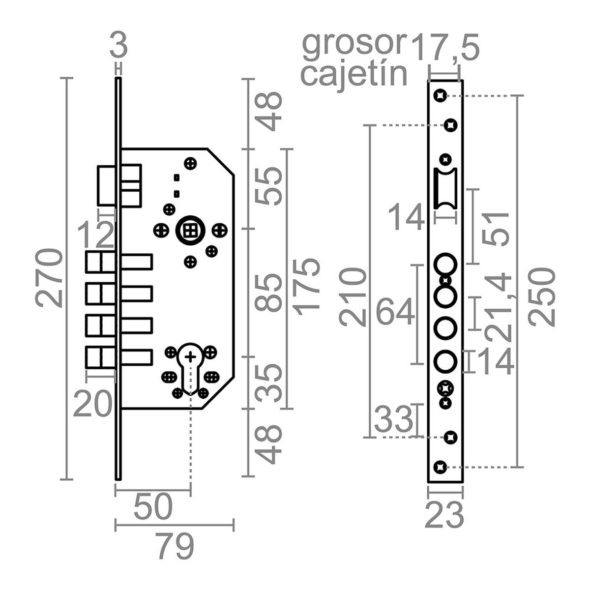 Cerradura Micel 85 mm