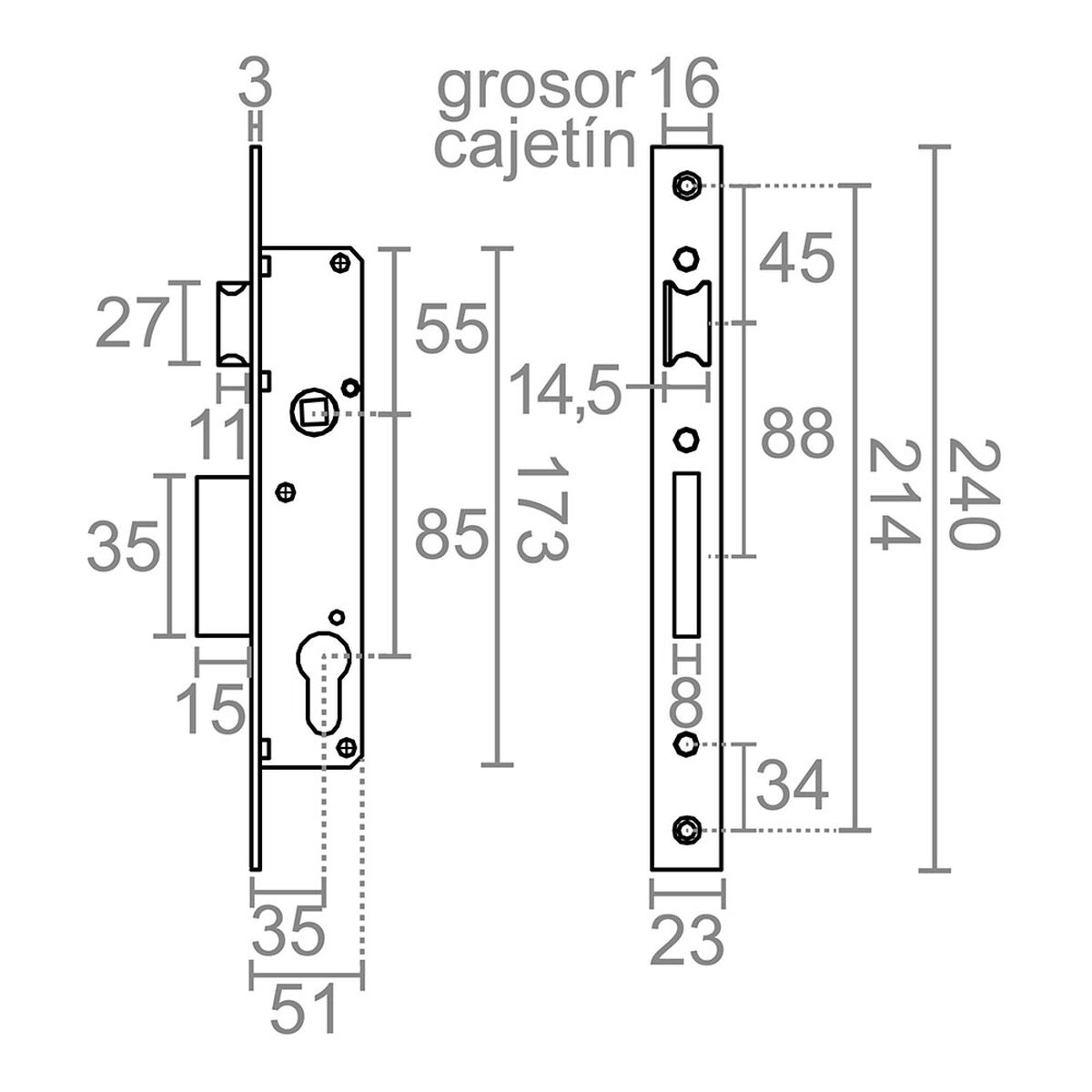Cerradura Micel 85 mm