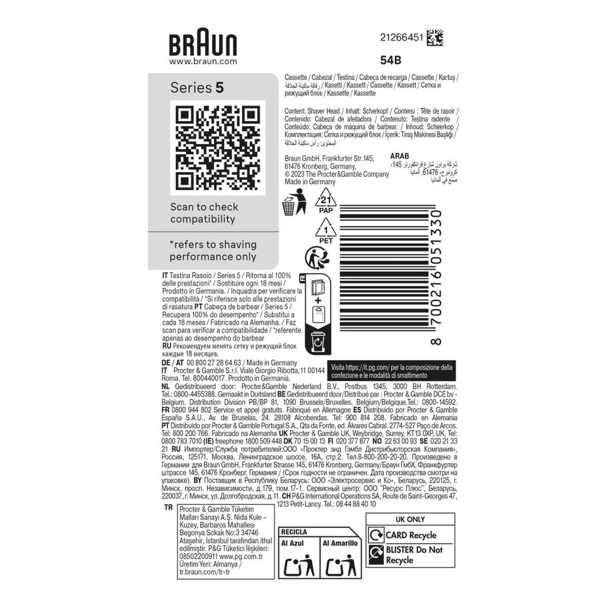 Cabezal de Recambio Braun 54B