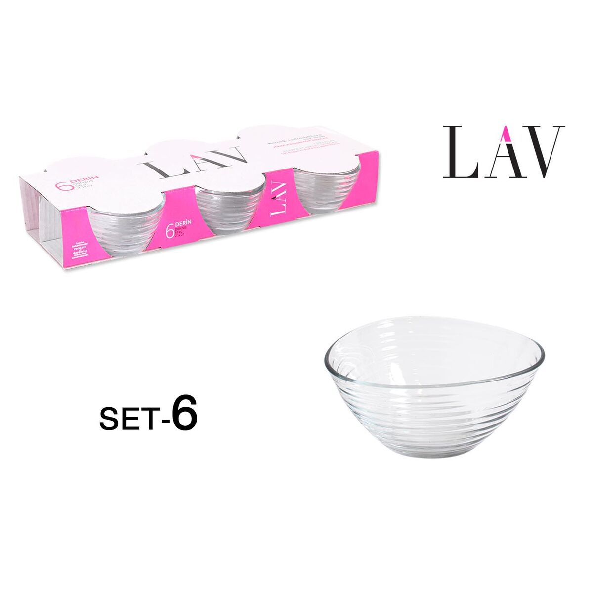 Set de Cuencos LAV Derin Cristal (6 uds)