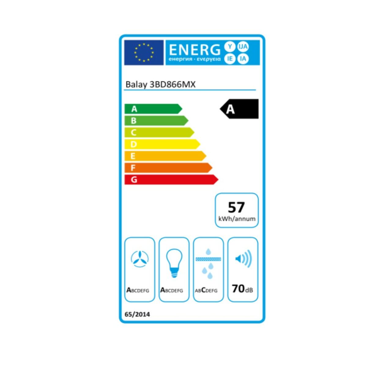Campana Convencional Balay 7612985650045 60 cm 620 m³/h 250W A Acero