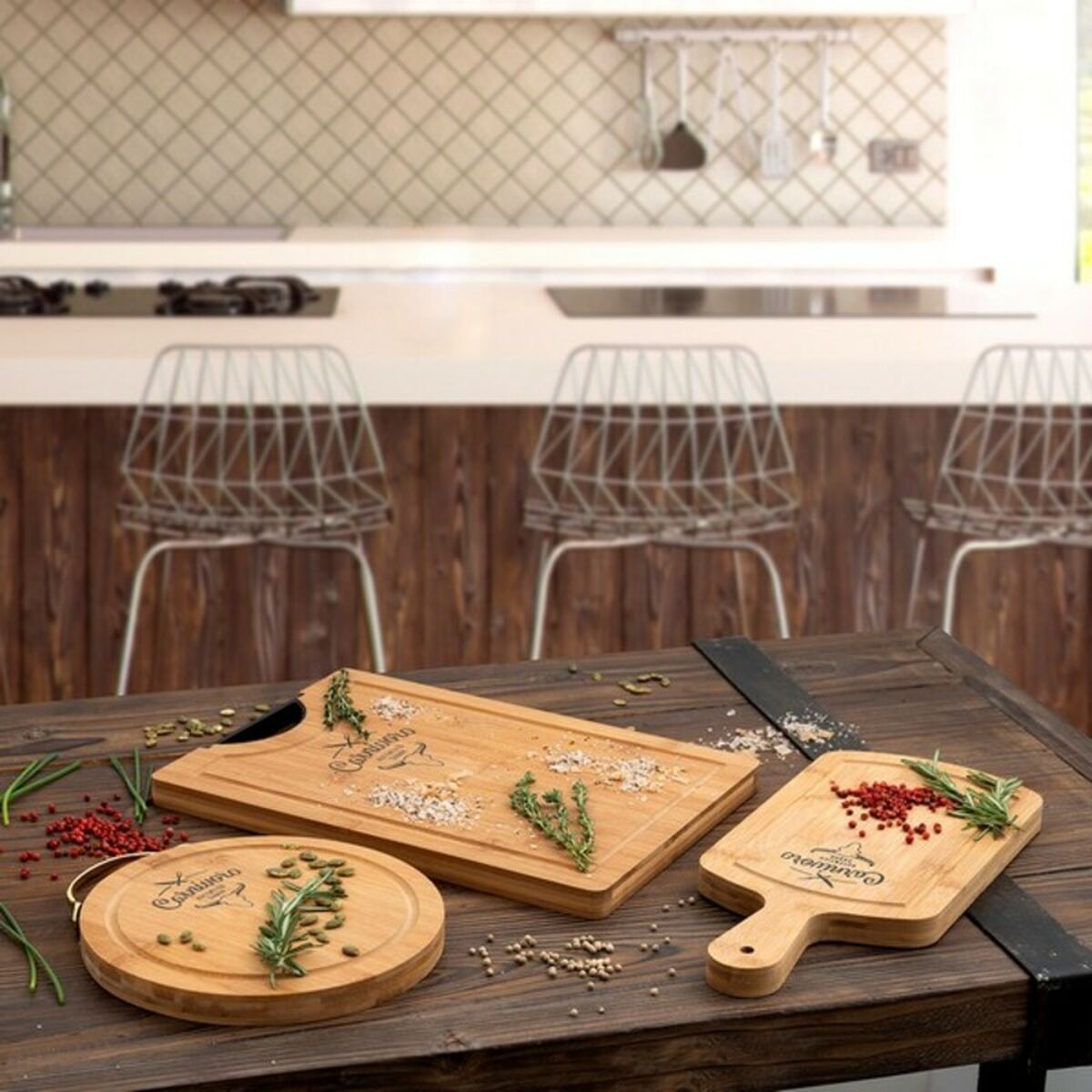 Tabla de cortar Quid Carnivoro Marrón Madera Acero 35 x 16 x 2 cm